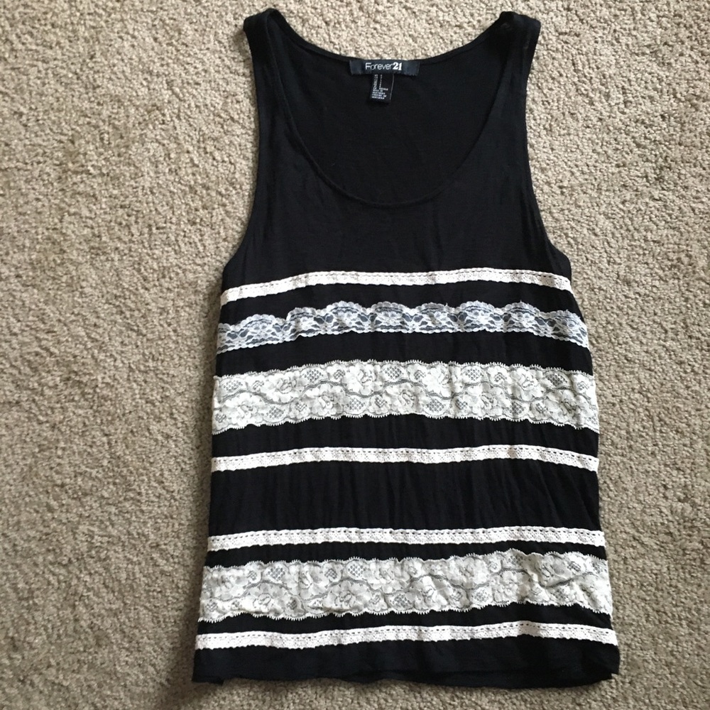 Black tank with lace accent